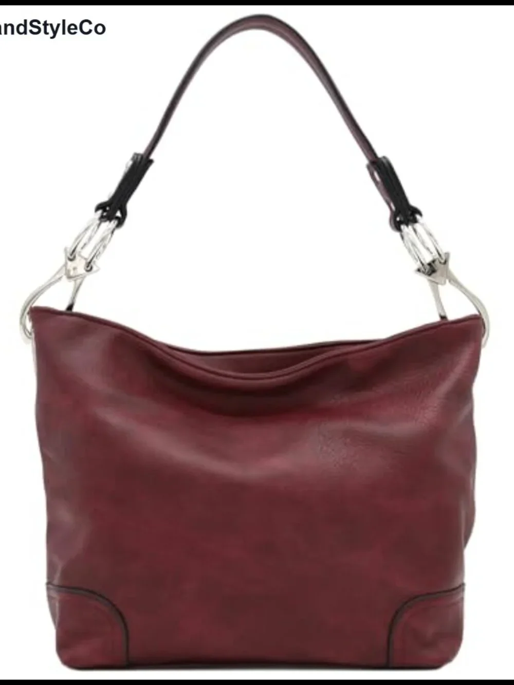 ALYSSA Hobo Shoulder Bag Faux Leather Zipper Closure Detachable Strap Large